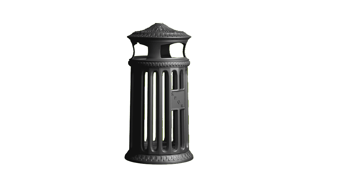 AI-generated concept of a book-sharing trash can structure in a park setting