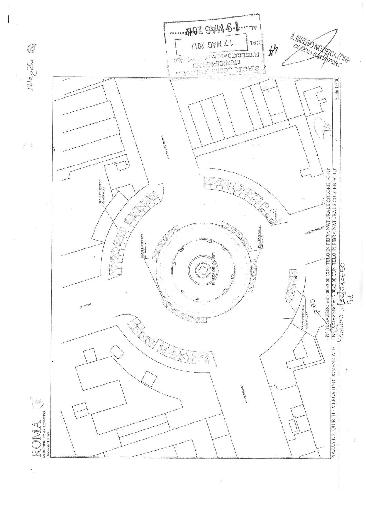 Official city plan of Piazza dei Quiriti from the city of Rome